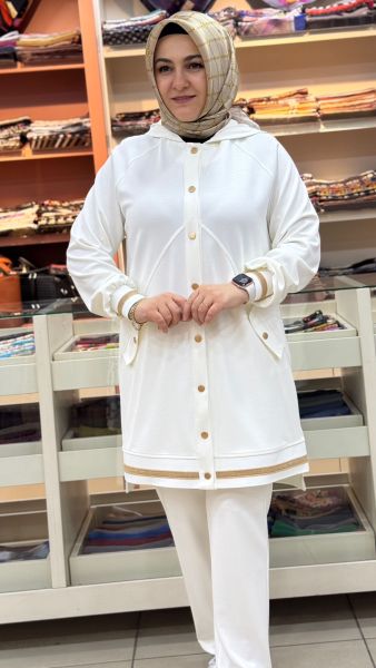 Simli Ribanalı Oyşho Takım Ekru/6112