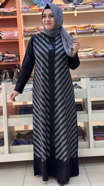 Sim Şeritli Taşlı Elbise Siyah/90560