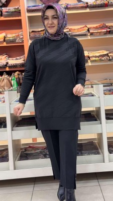 Şimşek Desen Triko Tunik Siyah/1876 - Thumbnail