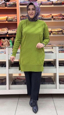 inza moda - Şimşek Desen Triko Tunik Yeşil/1876