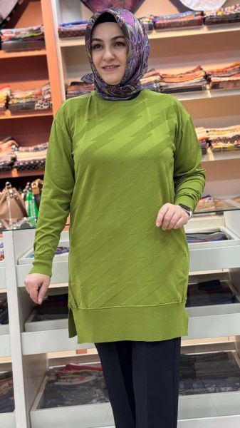 Şimşek Desen Triko Tunik Yeşil/1876