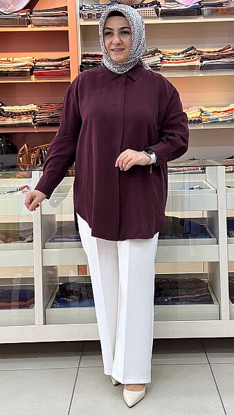 Sırtı Nakış Detaylı Tunik Bordo/4232 