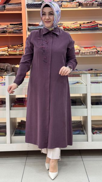 Sırtı Taşlı Tunik Mürdüm/1730