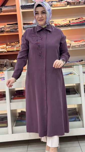 Sırtı Taşlı Tunik Mürdüm/1730