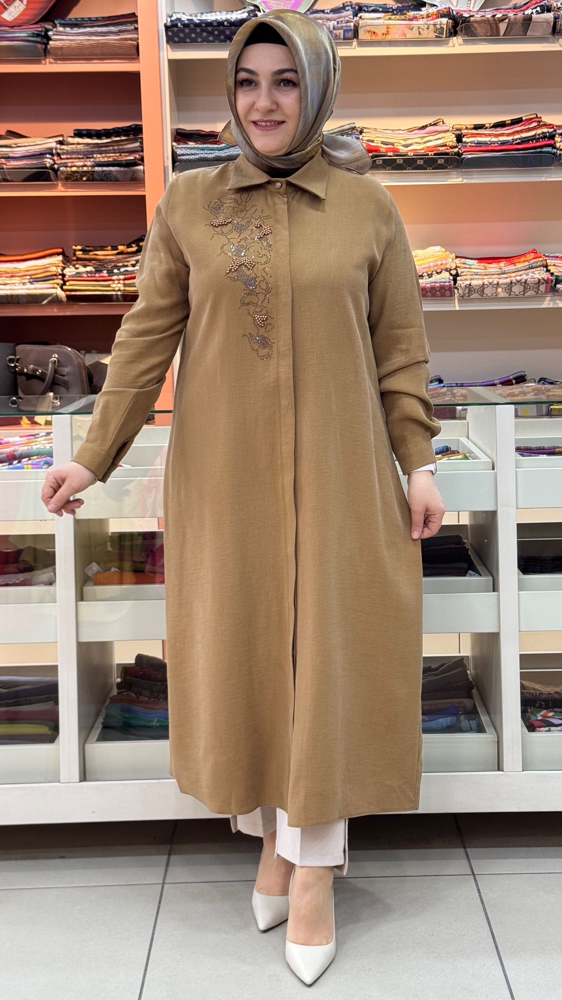 Haya - Sırtı Taşlı Tunik Hardal/1730