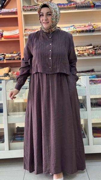 Süveter Detaylı Elbise Kahve/20692