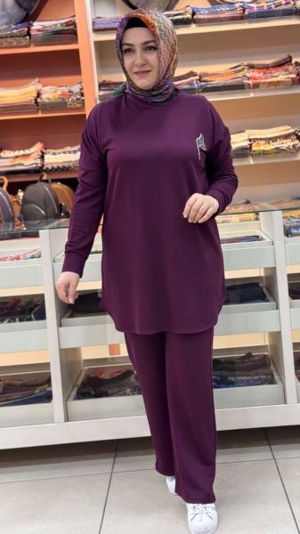 Taş Aksesuarlı Takım Bordo/1291