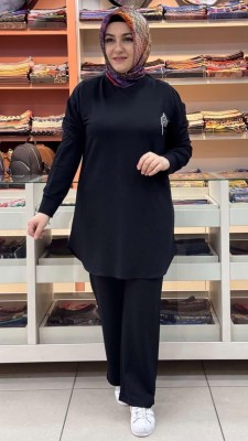 inza moda - Taş Aksesuarlı Takım Siyah/1291