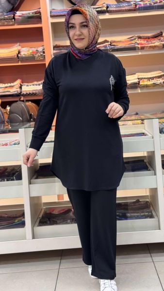 Taş Aksesuarlı Takım Siyah/1291