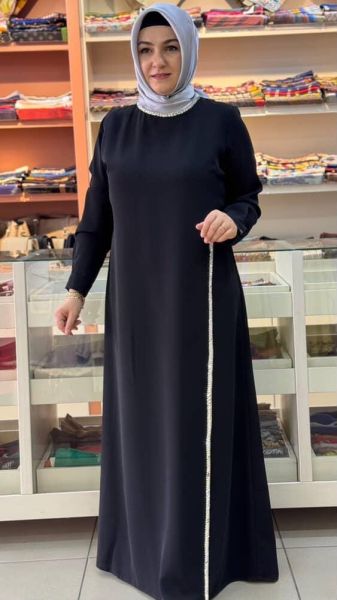 Taş Detaylı Abiye Siyah/8359