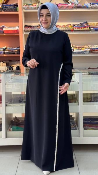 Taş Detaylı Abiye Siyah/8359