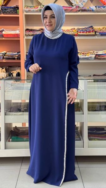 Taş Detaylı Abiye İndigo/8359