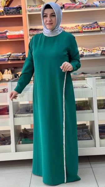 Taş Detaylı Abiye Zümrüt/8359
