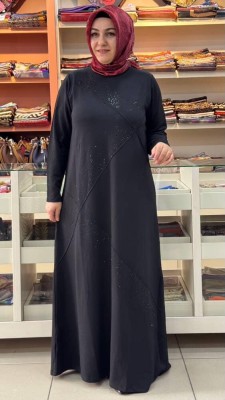 Belgin Triko - Taş Detaylı Elbise Siyah/9111
