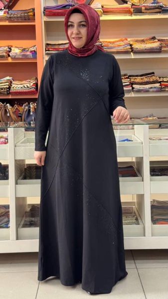 Taş Detaylı Elbise Siyah/9111