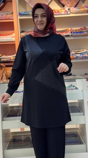 Taş Detaylı Takım Siyah/13211