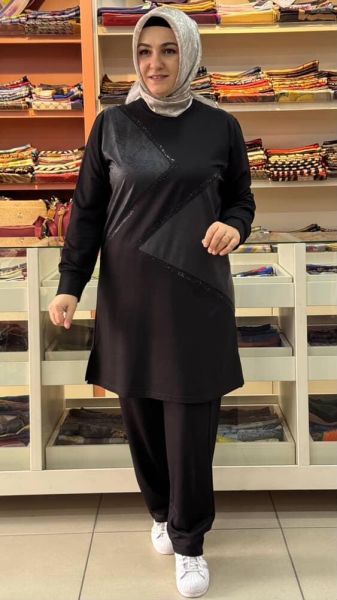 Taş Detaylı Takım Siyah/13211