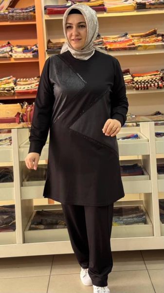 Taş Detaylı Takım Siyah/13211