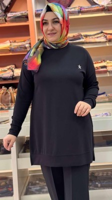 Taş Detaylı Tunik Siyah/257434 - Thumbnail