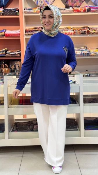 Taş Detaylı Tunik İndigo/9653