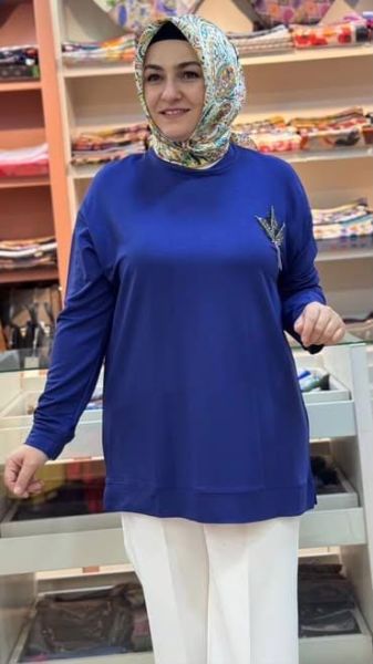 Taş Detaylı Tunik İndigo/9653