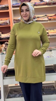 Taş Detaylı Tunik Yağ Yeşili/257434 - Thumbnail