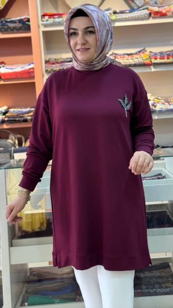 Taş Detaylı Tunik Bordo/9653