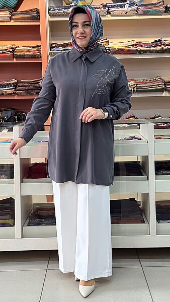 Taş Detaylı Tunik Gri/268200