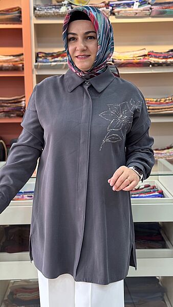 Taş Detaylı Tunik Gri/268200