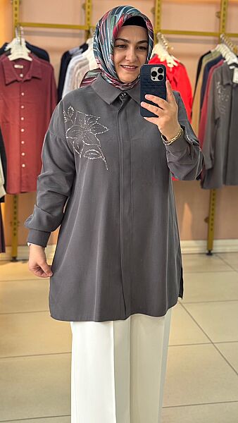 Taş Detaylı Tunik Gri/268200
