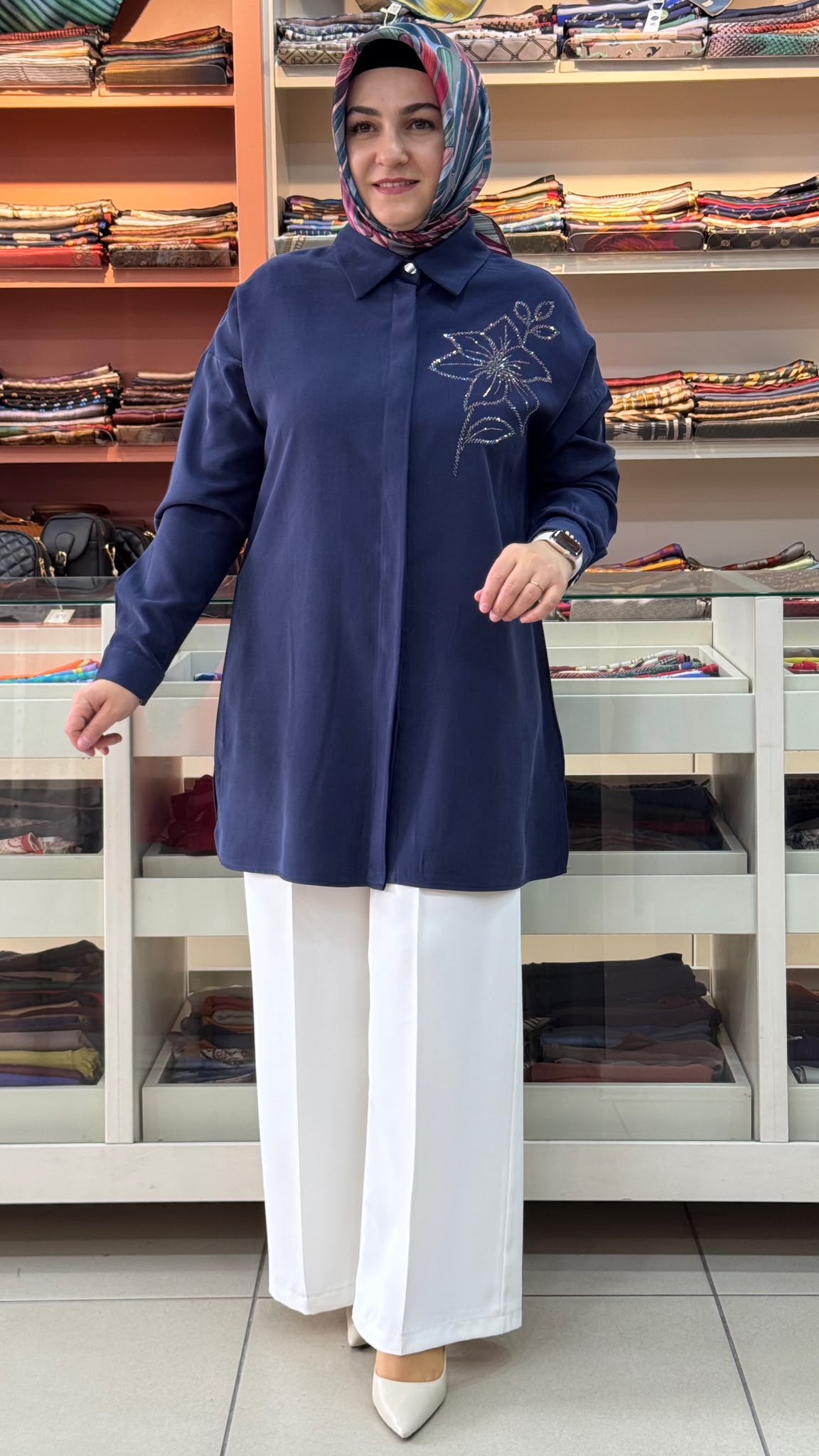 Kado - Taş Detaylı Tunik Lacivert/268200