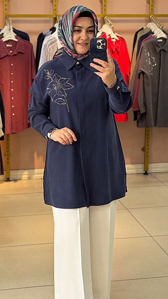 Taş Detaylı Tunik Lacivert/268200