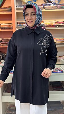 Taş Detaylı Tunik Siyah/268200 - Thumbnail