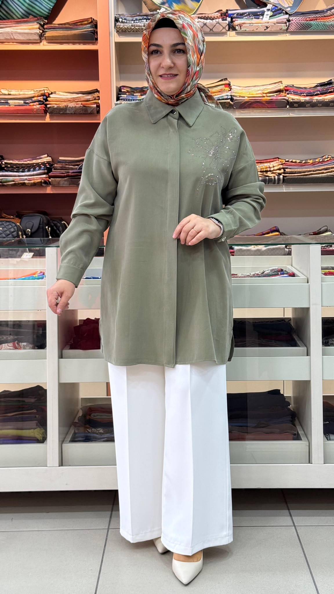 Kado - Taş Detaylı Tunik Yeşil/268200