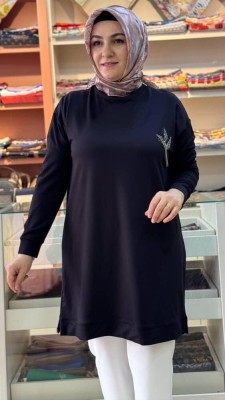 Taş Detaylı Tunik Siyah/9653 - Thumbnail