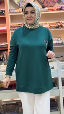 Taş Detaylı Tunik Zümrüt/9653 - Thumbnail
