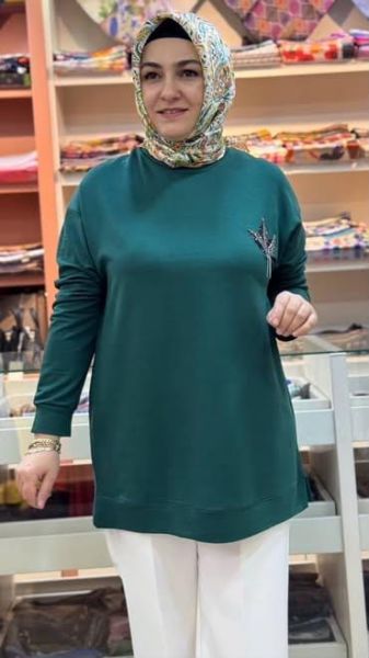 Taş Detaylı Tunik Zümrüt/9653
