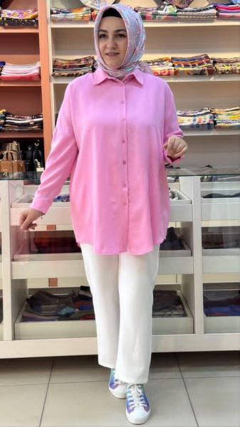 Taş Detaylı Yarasa Kol Tunik Pembe/170189