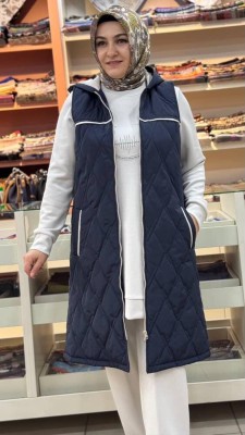 Taş Detaylı Yelekli Takım Lacivert-Taş/8091 - Thumbnail