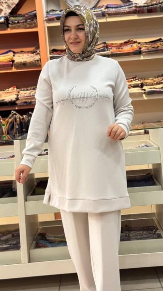 Taş Detaylı Yelekli Takım Lacivert-Taş/8091