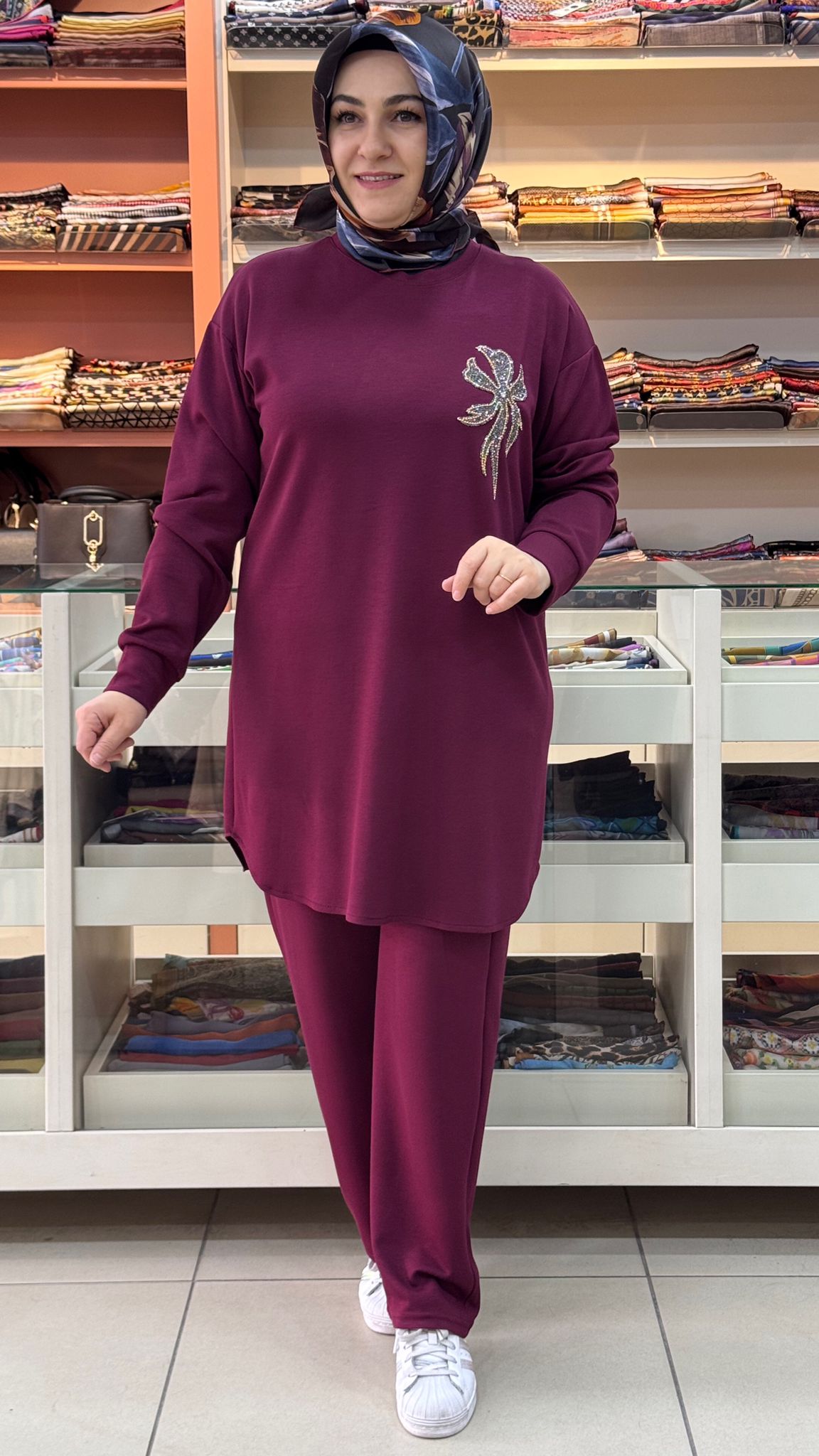 İnza Moda - Taş İşlemeli Takım Bordo/13000