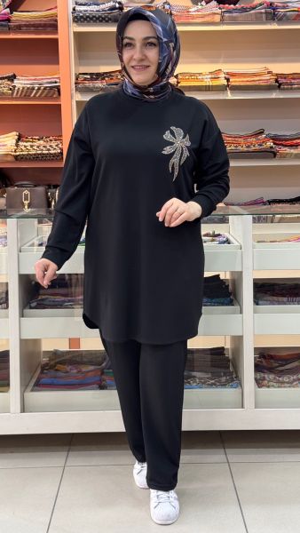 Taş İşlemeli Takım Siyah/13000