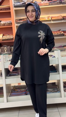 Taş İşlemeli Takım Siyah/13000 - Thumbnail