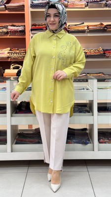 Taş İşlemeli Tunik Yağ Yeşili/1881 - Thumbnail