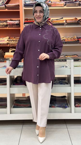 Taş İşlemeli Tunik Bordo/1881