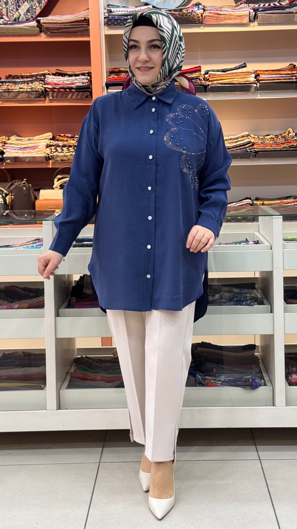 İnza Moda - Taş İşlemeli Tunik Lacivert/1881