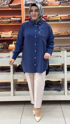 İnza Moda - Taş İşlemeli Tunik Lacivert/1881