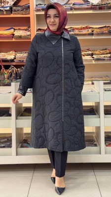 Taşlı Kapitone Detaylı Deri Kap Siyah/24467 - Thumbnail