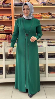 Tokalı Elbise Zümrüt/5016 - Thumbnail