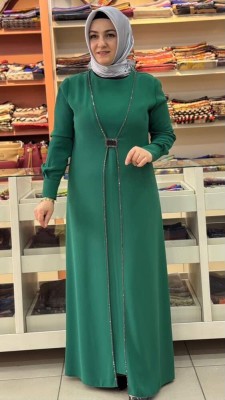 Tokalı Elbise Zümrüt/5016 - Thumbnail